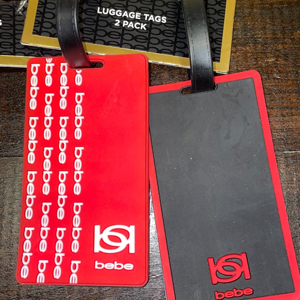 3 Bebe Red Black Silicone Luggage Travel Tags - Picture 2 of 3